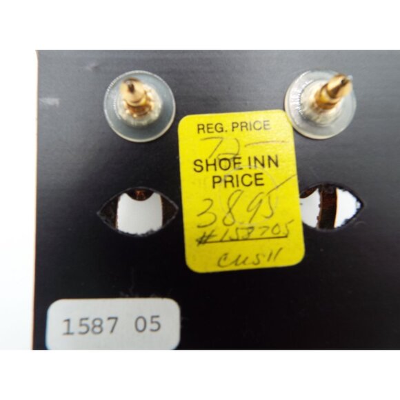 Vintage Carre Dangling Rhinestone Pierced Earrings - Picture 6 of 6